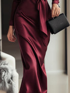 Isabelle | Burgundy Satin Wrap Dress - Lumina Vancouver - Lumina Vancouver