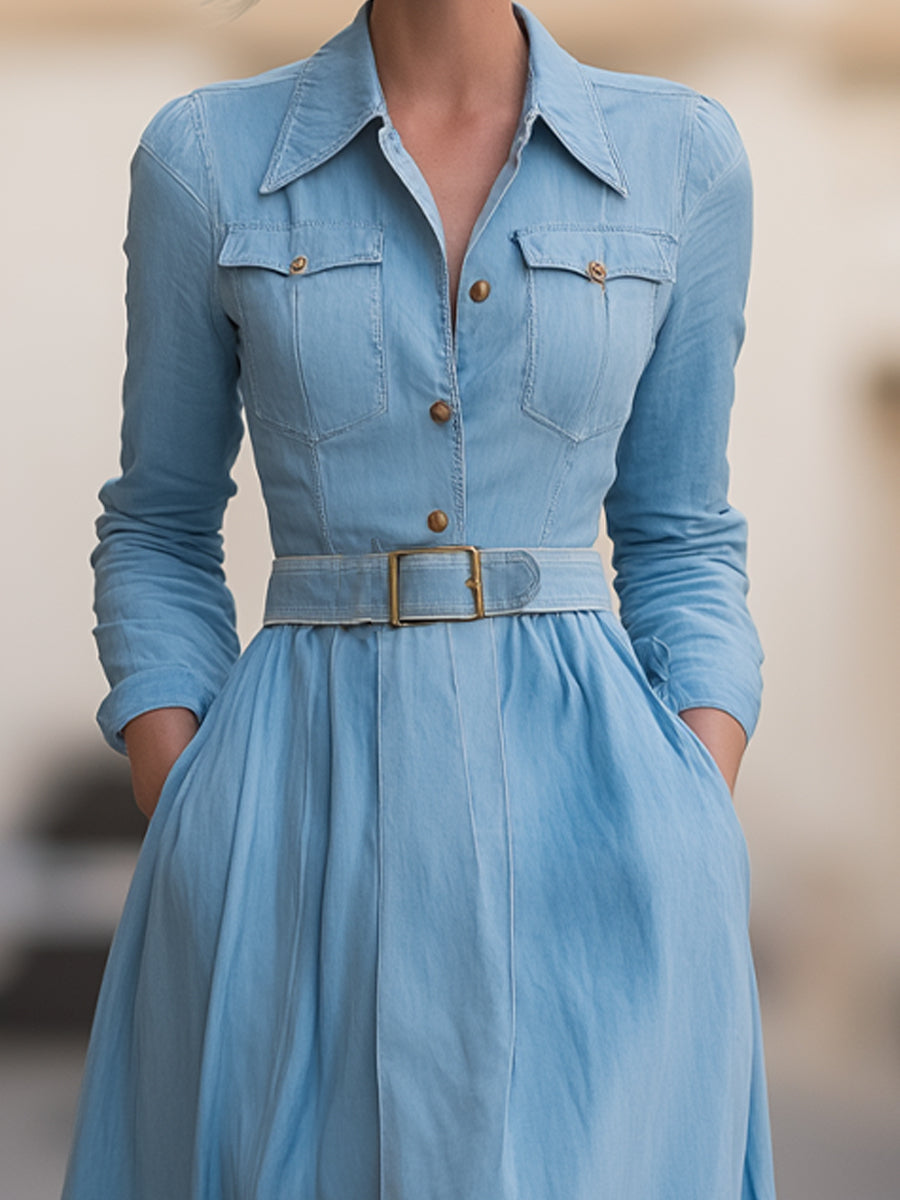 Isabelle | Belted Denim Shirt Dress - Lumina Vancouver - Lumina Vancouver