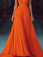 Isla | V Neck Halter Pleat Maxi Dress - Lumina Vancouver - Lumina Vancouver