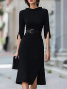 Isla | Belted Midi Dress Split Sleeve - Lumina Vancouver - Lumina Vancouver