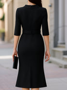 Isla | Belted Midi Dress Split Sleeve - Lumina Vancouver - Lumina Vancouver