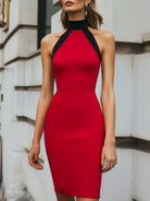 Isla| Black White Halter Neck Midi Dress - Lumina Vancouver - Lumina Vancouver