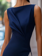 Luna | Navy White Colorbloc Sheath Dress - Lumina Vancouver - Lumina Vancouver