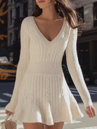 Luna | Cable Knit V-Neck Sweater Dress - Lumina Vancouver - Lumina Vancouver