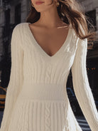 Luna | Cable Knit V-Neck Sweater Dress - Lumina Vancouver - Lumina Vancouver