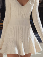 Luna | Cable Knit V-Neck Sweater Dress - Lumina Vancouver - Lumina Vancouver