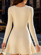 Luna | Cable Knit V-Neck Sweater Dress - Lumina Vancouver - Lumina Vancouver