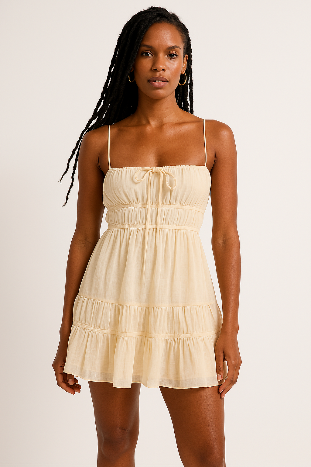 Women’s Mini Dress – Smocked Bust – Spaghetti Straps – Tiered Ruffle Hem – Flowy Fit by Lumina Vancouver