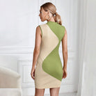 Women’s Bodycon Dress – Ribbed Knit – Sleeveless Mini – High Neck Colorblock by Lumina Vancouver