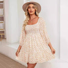 Women’s A-Line Dress – Shirred Bodice – Puff Sleeve – U-Neck – Mini Lightweight Fit by Lumina Vancouver