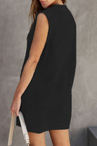 Women's Knitted Sweater Dress - Sleeveless Ribbed Design - High Neck Relaxed Fit by Lumina Vancouver