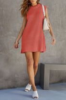 Women's Knitted Sweater Dress - Sleeveless Ribbed Design - High Neck Relaxed Fit by Lumina Vancouver