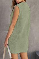 Women's Knitted Sweater Dress - Sleeveless Ribbed Design - High Neck Relaxed Fit by Lumina Vancouver