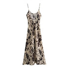Women's Slip Dress - Silky Satin Feel - V-Neck Spaghetti Straps - Animal Print by Lumina Vancouver