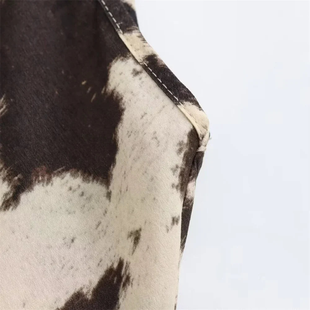 Women's Slip Dress - Silky Satin Feel - V-Neck Spaghetti Straps - Animal Print by Lumina Vancouver