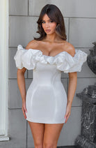 Women’s Mini Dress – Off Shoulder – Ruffled Neckline – Bodycon Slim Fit Party Wear by Lumina Vancouver
