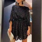 Women's Sequin Mini Dress - Loose Fit - 3/4 Sleeve - Cinched Waist - Party Wear by Lumina Vancouver