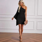 Women’s Bodycon Dress – One-Shoulder – Slim Fit – Asymmetrical Neckline – Mini Length by Lumina Vancouver