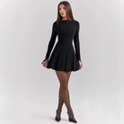 Women’s Mini Dress – Long Sleeve – Slim Fit Bodice – A-Line Silhouette – Structured Fabric by Lumina Vancouver