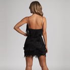 Women's Mini Dress - Fringed Detailing - V-Neck - Spaghetti Straps - Party Wear by Lumina Vancouver