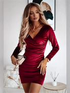 Women’s Wrap Dress - V-Neck Long Sleeve - Elegant Mini Cocktail Outfit by Lumina Vancouver