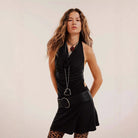 Women’s Bodycon Mini Dress – Cowl Neck – Open Back – Ruched – Slim Fit Evening Wear by Lumina Vancouver