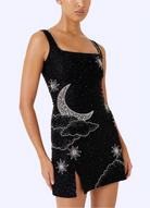 Women's Mini Dress – Fitted Silhouette – Square Neckline – Embellished Evening Wear by Lumina Vancouver