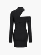 Women's Off-Shoulder Bodycon Dress - One-Sleeve Asymmetrical Design - Short, Stretch Knit by Lumina Vancouver