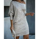 Women's Sequin Dress - Knee-Length - Long Sleeve - Round Neck - Elegant Party Wear by Lumina Vancouver
