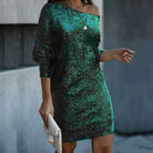 Women's Sequin Dress - Knee-Length - Long Sleeve - Round Neck - Elegant Party Wear by Lumina Vancouver