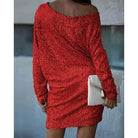 Women's Sequin Dress - Knee-Length - Long Sleeve - Round Neck - Elegant Party Wear by Lumina Vancouver
