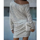 Women's Sequin Dress - Knee-Length - Long Sleeve - Round Neck - Elegant Party Wear by Lumina Vancouver
