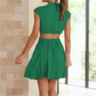 Women's Two-Piece Outfit - Sleeveless Crop Top & High-Waisted Flared Skirt by Lumina Vancouver