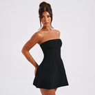 Women's Strapless Mini Dress - Fitted Bodice - Flared A-Line Silhouette by Lumina Vancouver