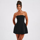 Women's Strapless Mini Dress - Fitted Bodice - Flared A-Line Silhouette by Lumina Vancouver