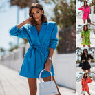 Women's Blazer Dress - Tailored Fit - Notched Lapel - Belted Waist - Long Sleeve - Mini Length - Elegant & Versatile by Lumina Vancouver