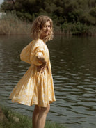 Women's Dress - Flowy Bohemian Style - Three-Quarter Sleeve - Floral Print Casual Wear by Lumina Vancouver