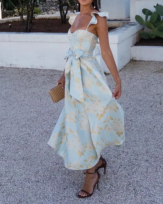 Women's Dress - Corset-Style Bustier - Adjustable Tie Straps - A-Line with Front Slit by Lumina Vancouver