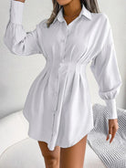 Women's Shirt Dress - Tailored Fit - Button-Down - Long Sleeve Elegant Casual Wear by Lumina Vancouver