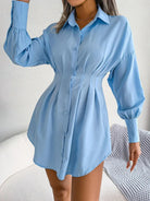 Women's Shirtdress - Tailored Fit - Mini Length - Button-Up Long Sleeve Elegant Wear by Lumina Vancouver
