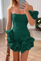 Women's One-Shoulder Mini Dress - Ruffle Detail - Fitted Waist - Elegant Formal Wear by Lumina Vancouver