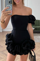 Women's One-Shoulder Mini Dress - Ruffle Detail - Fitted Waist - Elegant Formal Wear by Lumina Vancouver
