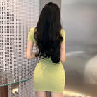 Women's Mini Dress - Slim Fit - Short Sleeve - Cutout Design - Button Front by Lumina Vancouver