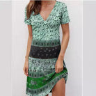 Women’s Mini Dress – Relaxed Fit – Deep V-Neck – Short Sleeve Boho Patchwork Cotton by Lumina Vancouver