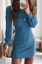 Women's Knitted Sweater Dress - Ribbed Texture - Long Sleeve - Fitted Mini Dress by Lumina Vancouver