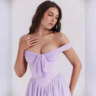 Women’s Mini Dress – Off Shoulder Fit and Flare – Bow Front – Lightweight Elegant Style by Lumina Vancouver