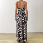 Women’s Sleeveless Dress – Slim Fit – Satin Look – Side Slit – Full Length – Printed by Lumina Vancouver