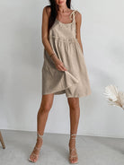 Women's Mini Dress - Sleeveless Tie Shoulder - Cinched Waist - Lightweight Casual Wear by Lumina Vancouver