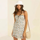 Women’s Mini Dress – Slim Fit Mermaid Silhouette – Floral Print – Square Neckline by Lumina Vancouver