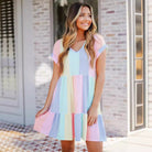 Women's Casual Dress - Tiered Knee-Length - Short Sleeve V-Neck - Relaxed Fit by Lumina Vancouver